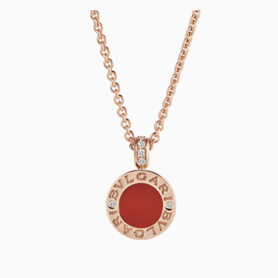 99新 BVLGARI/宝格丽 玫金双面圆饼钻石项链，公价37600，S723-3