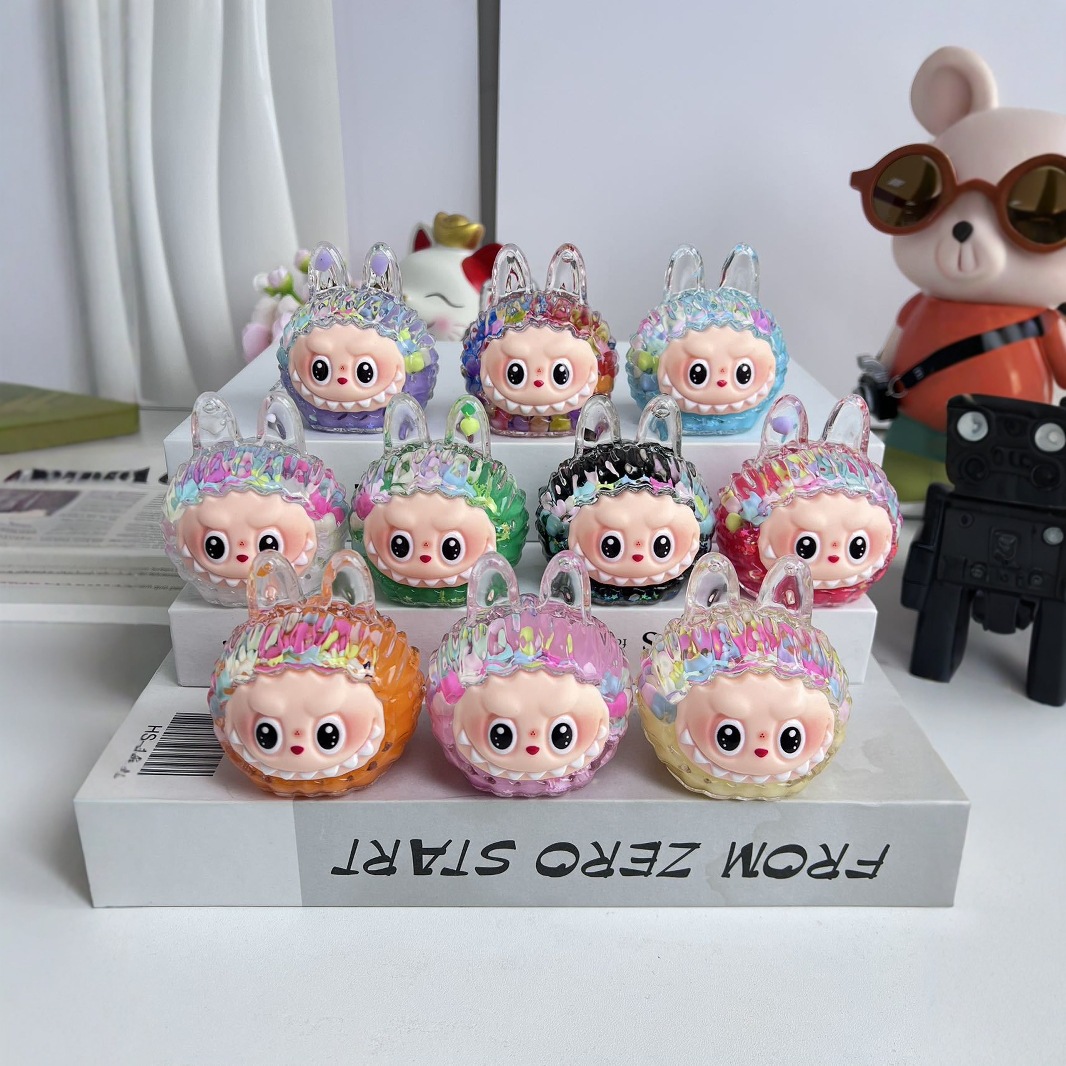 新款夜光入油流沙拉布布兔头潮玩对对碰创意桌面摆件创意礼物玩具