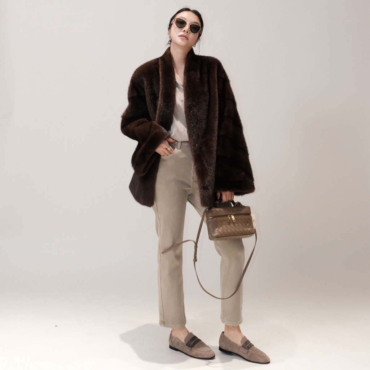 FUYUE赴约    深咖色毛毛外套气质时尚女士设计师秋冬