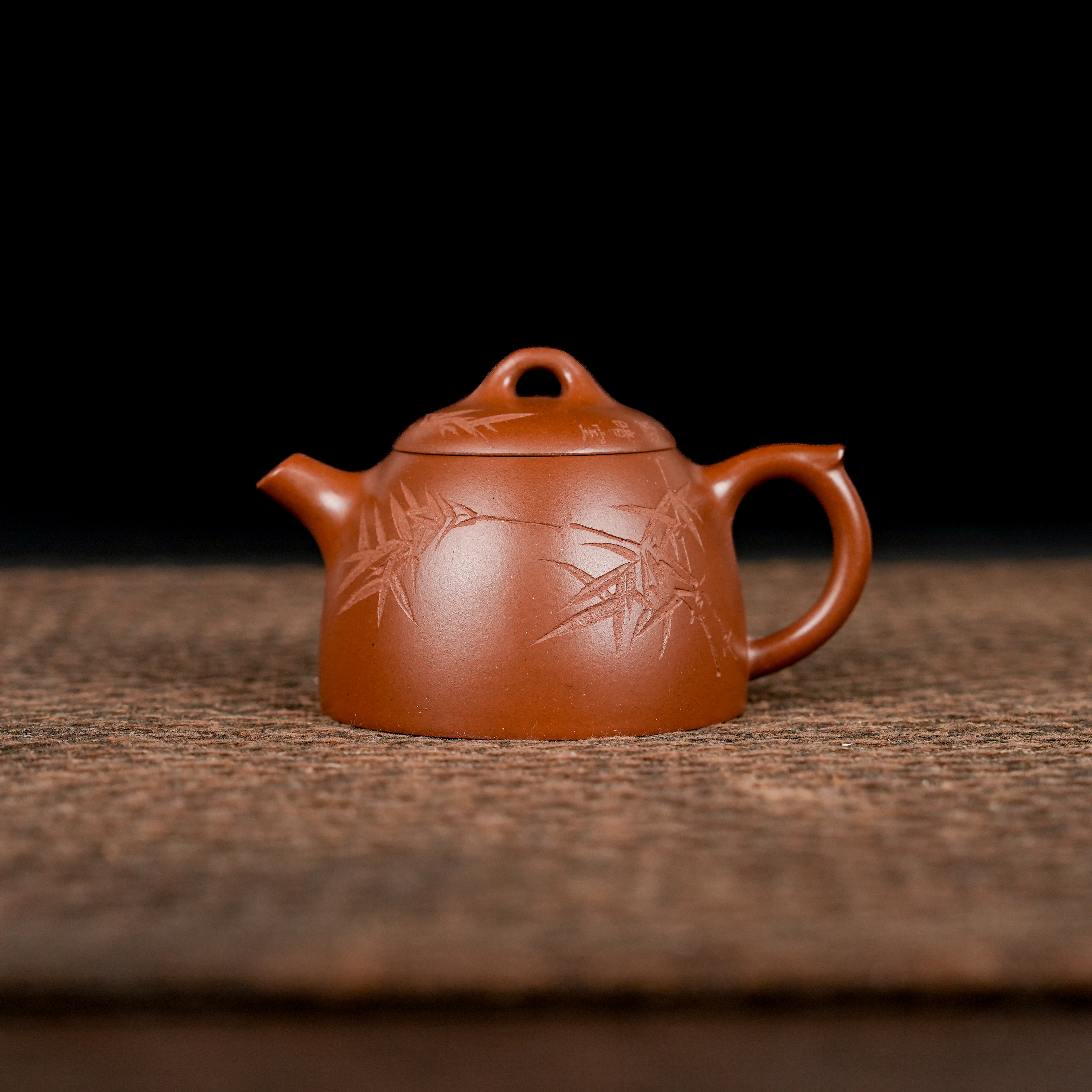 【风禾】宜兴范勤君红泥紫砂刻绘竹影秦权壶  100ml