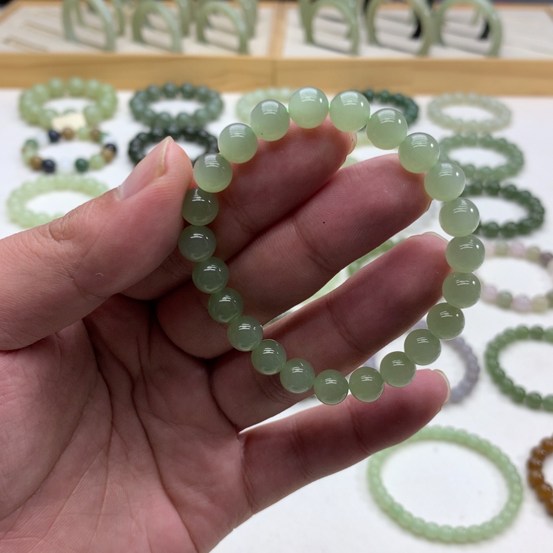 和田玉手串（冰晴水8）未镶嵌