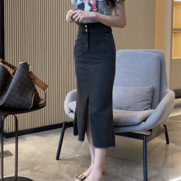 高腰显瘦半身鱼尾裙-020（77636）