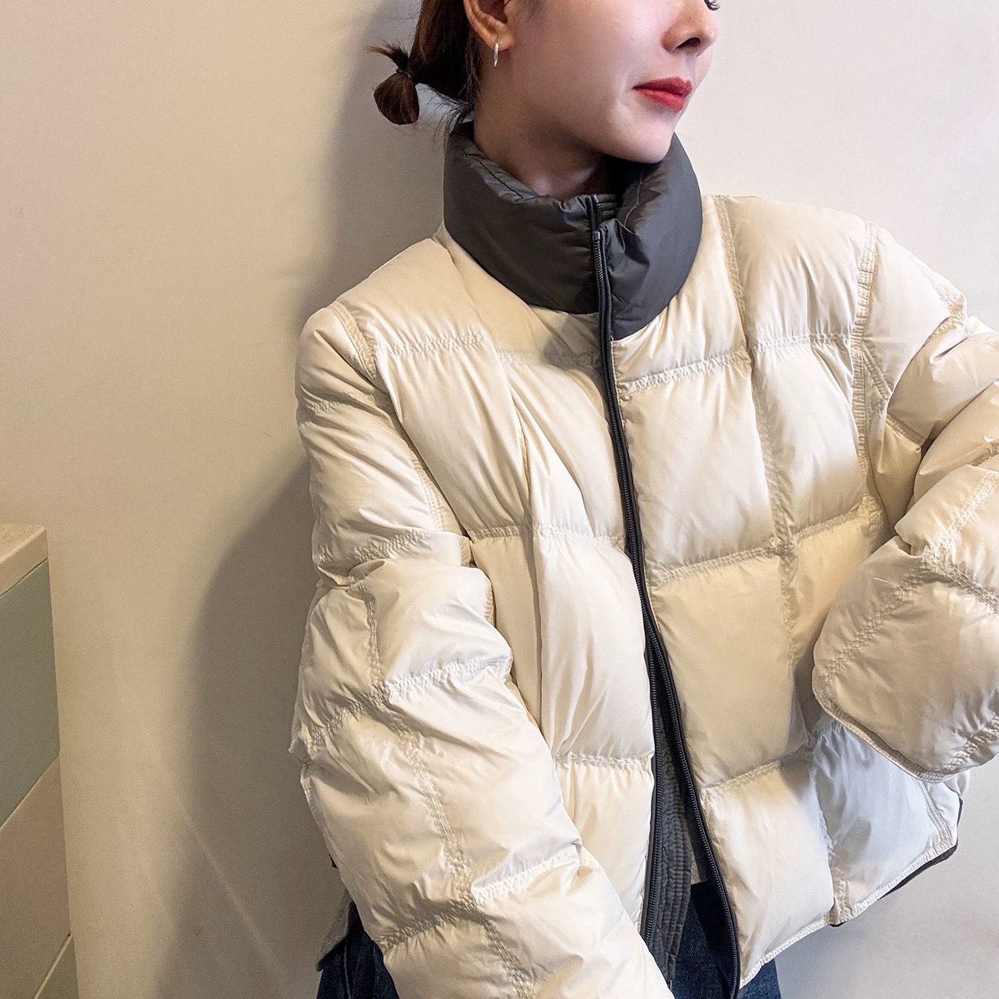 韩版高端撞色洋气棉服女外套2025冬季新款保暖立领短款棉袄外套