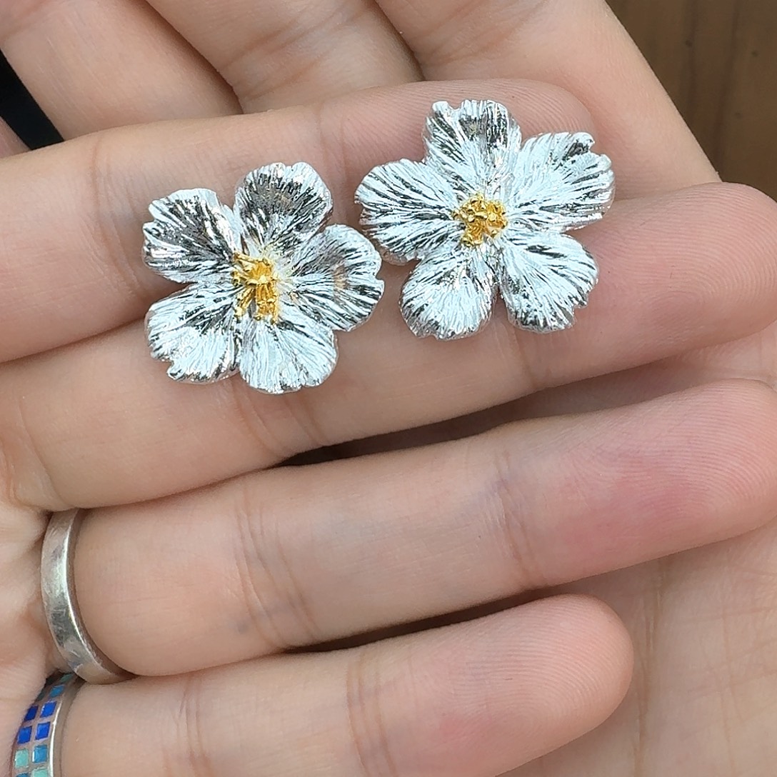 无足银覆盆子耳钉