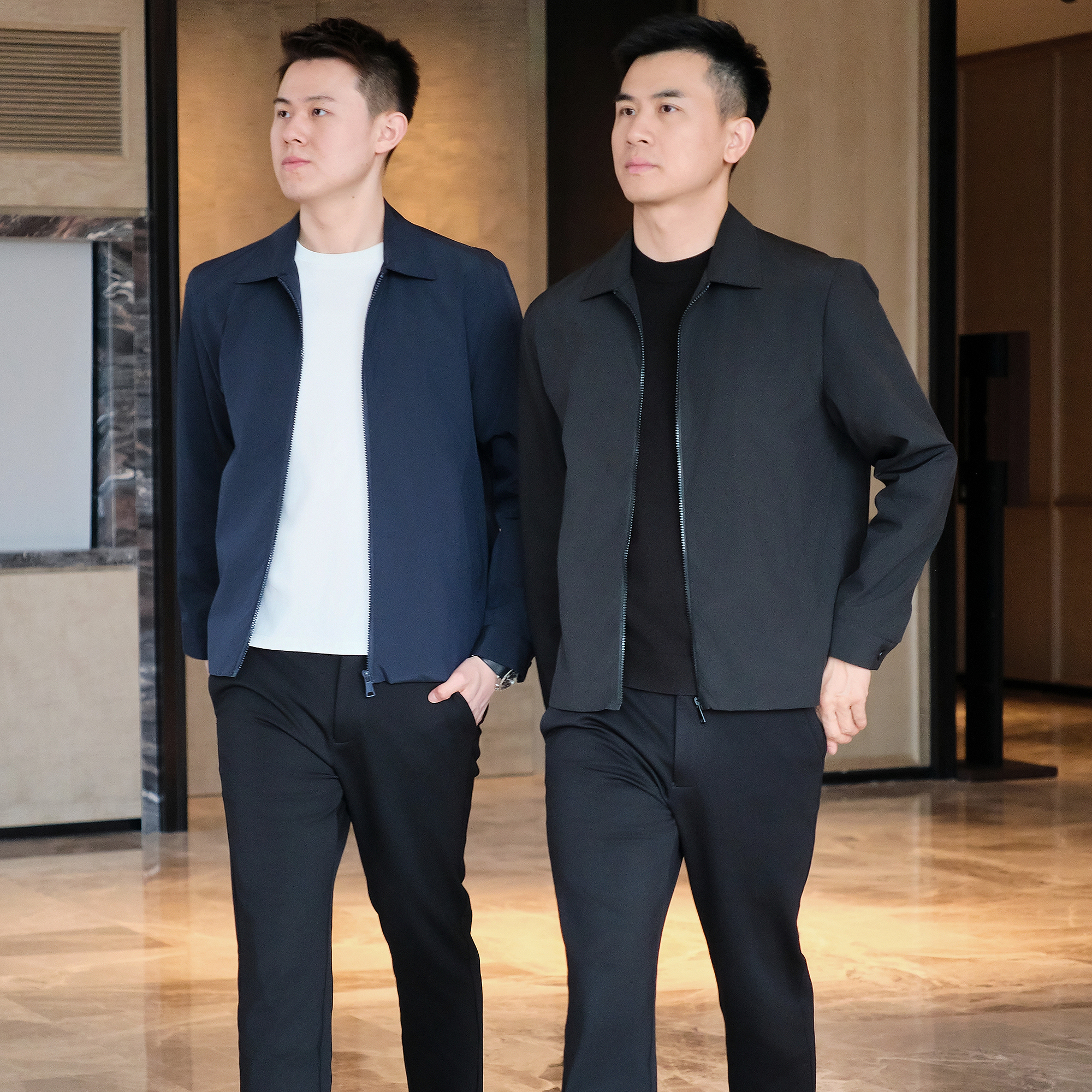 【恒贝】男士春秋净版翻领行政夹克商务休闲百搭外套上衣