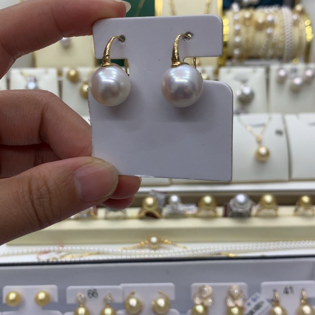 淡水珍珠耳饰18K金镶嵌
