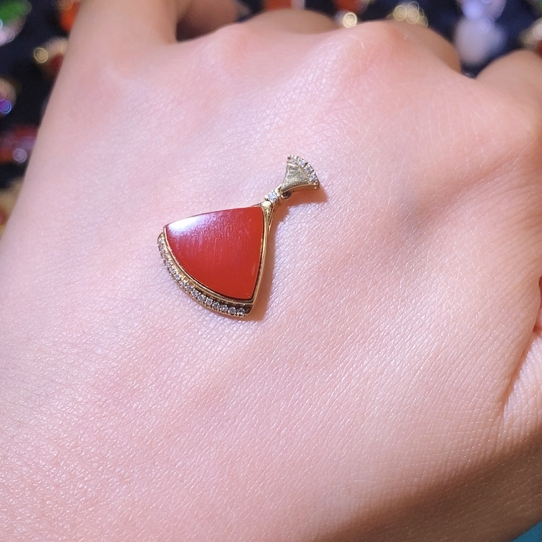 南红玛瑙吊坠(不含链)18K金镶嵌1****…