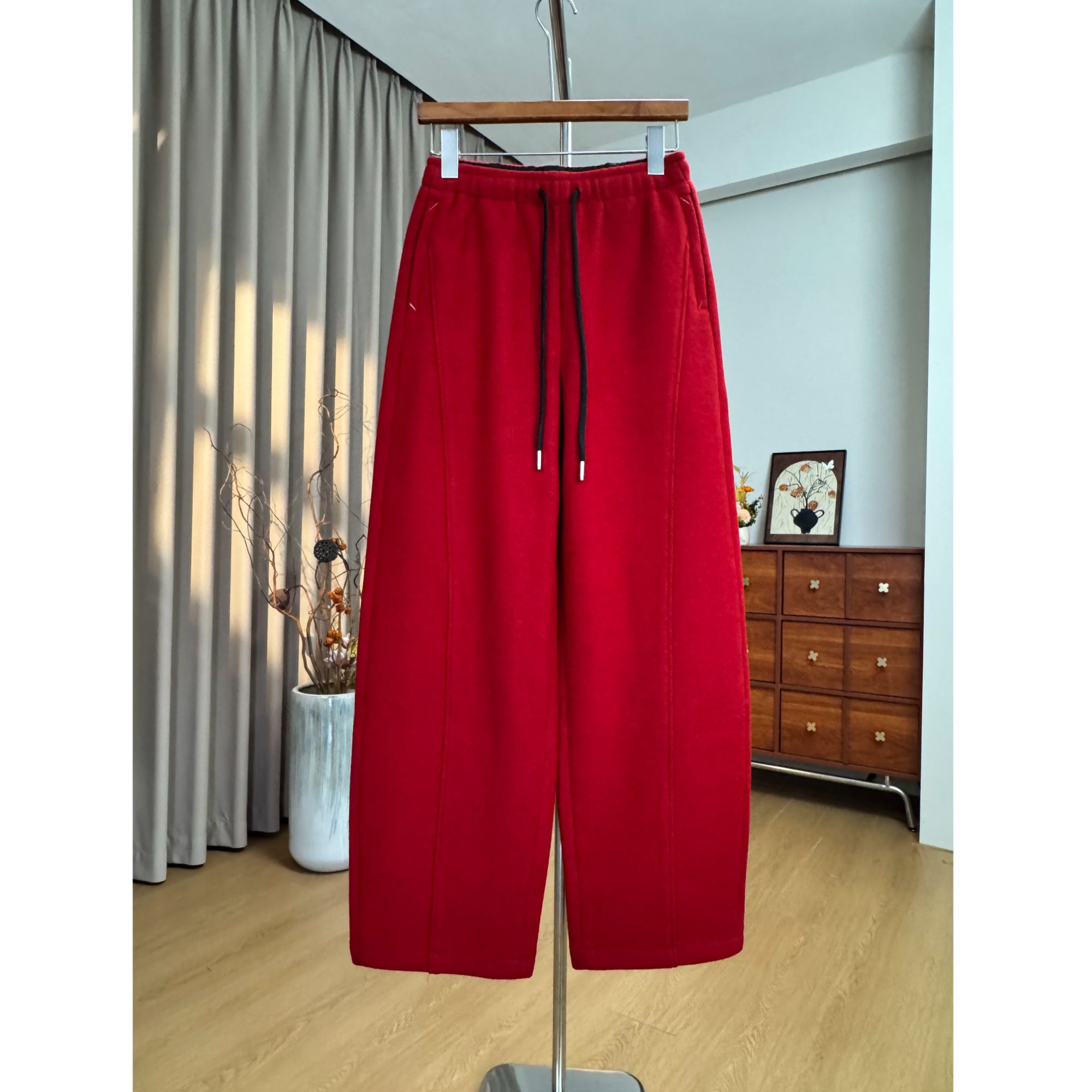 2026新冬款18997加绒厚款绵羊绒休闲宽松显瘦高级感松紧腰梧桐裤