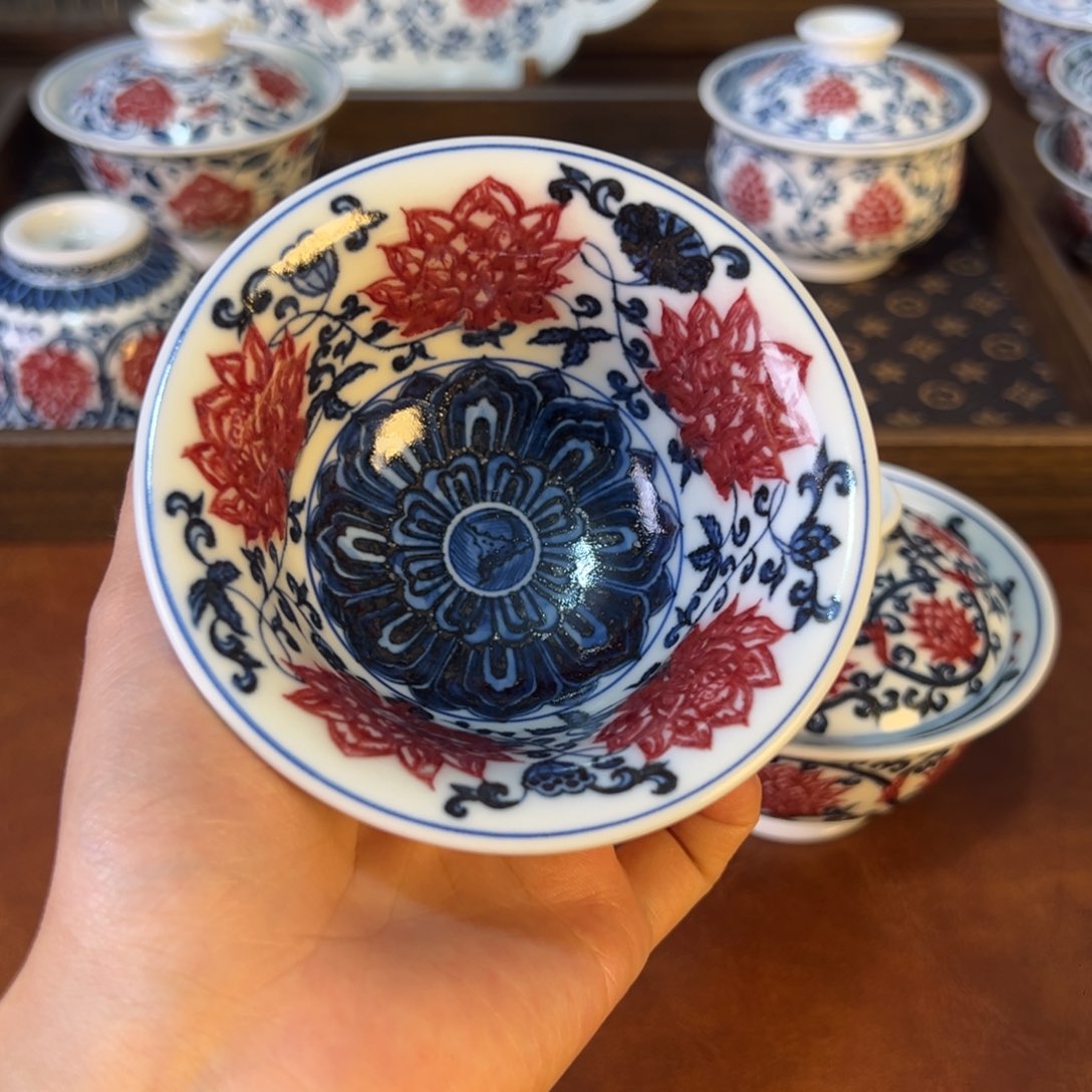 盖碗景德镇茶器百宝箱手绘陶瓷