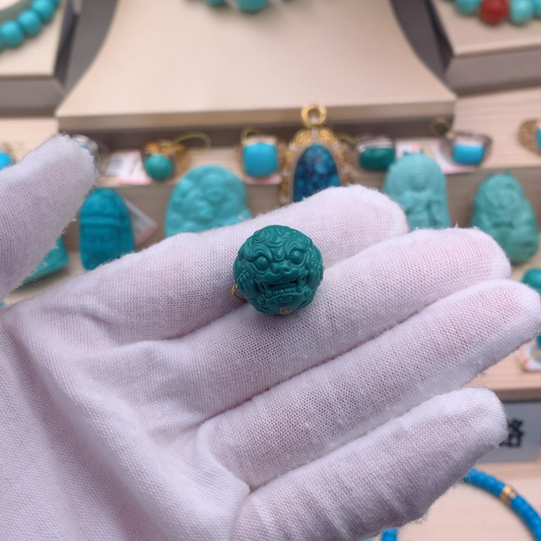 绿松石珠宝奇石未镶嵌17.6mm