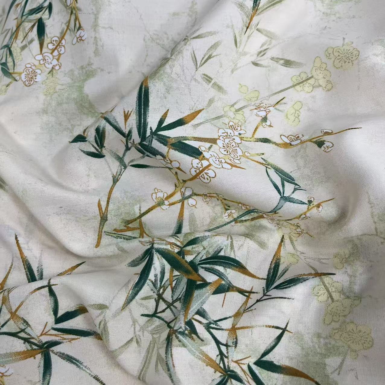 【绒兰】袋鼠国订单! 棉绸布料莱赛尔升级款 121号 鹅黄绿竹叶