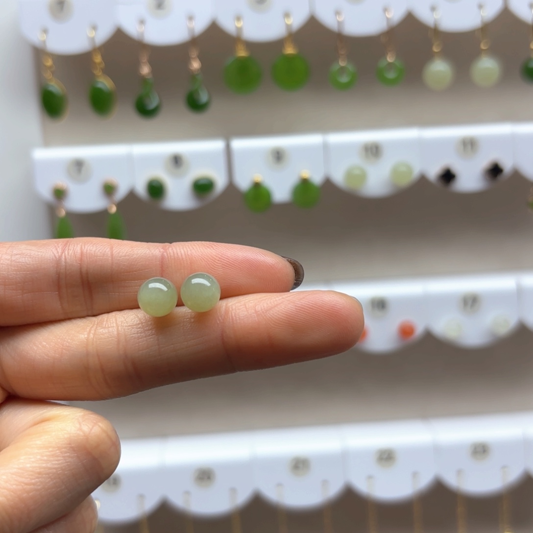 和田玉耳饰银S925镶嵌2