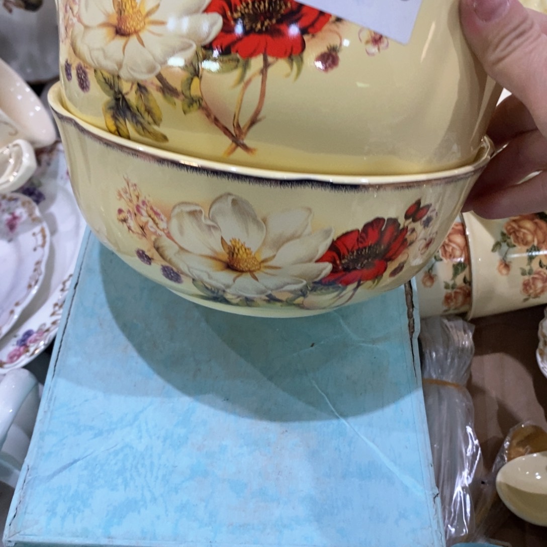 瓷2个7.5寸碗山茶花。111111