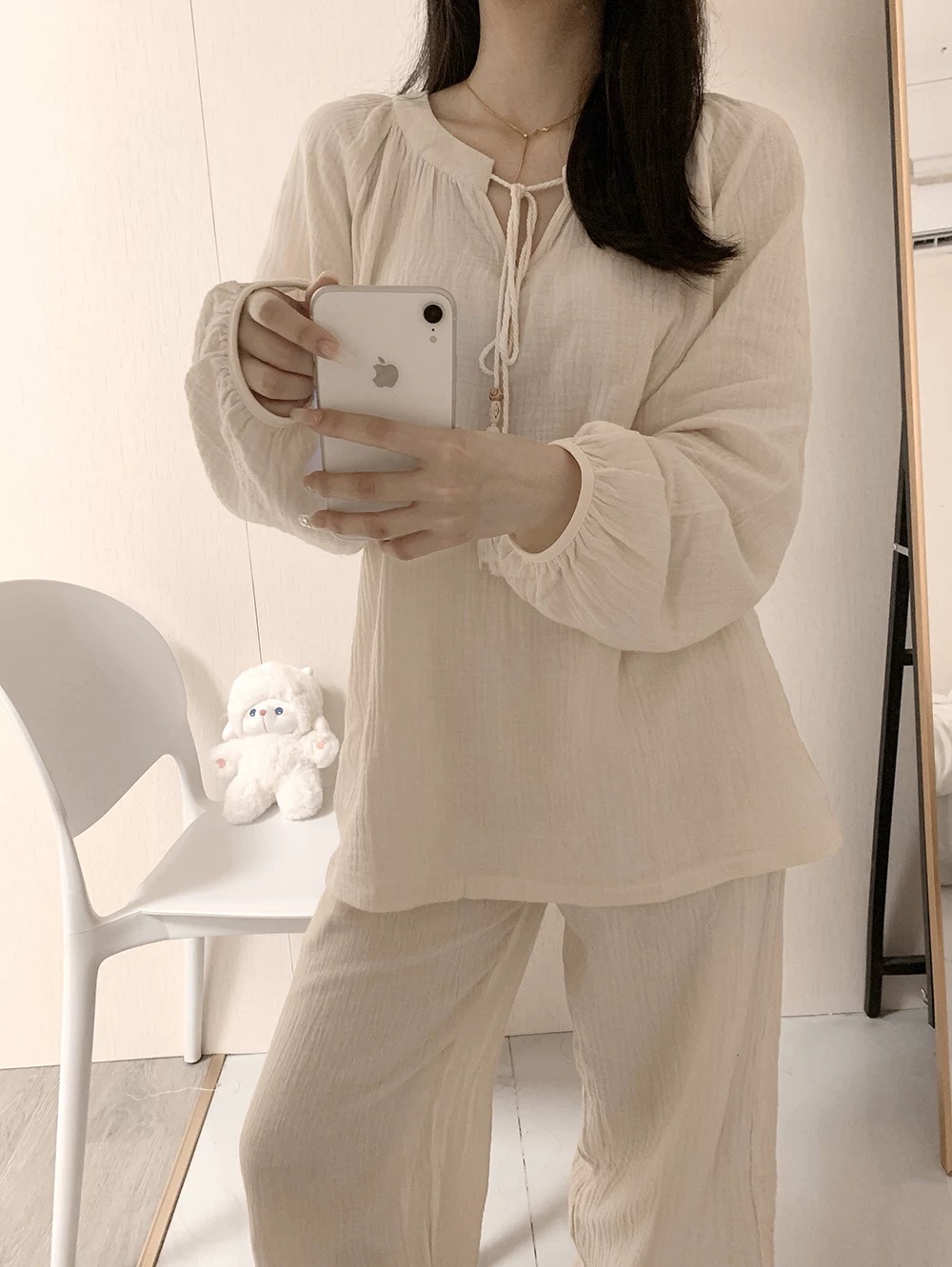 纯色201-300号圆领女见外包装睡衣春秋季夏季休闲