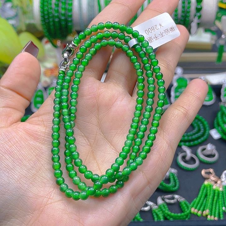 翡翠颈饰未镶嵌圆珠项链4