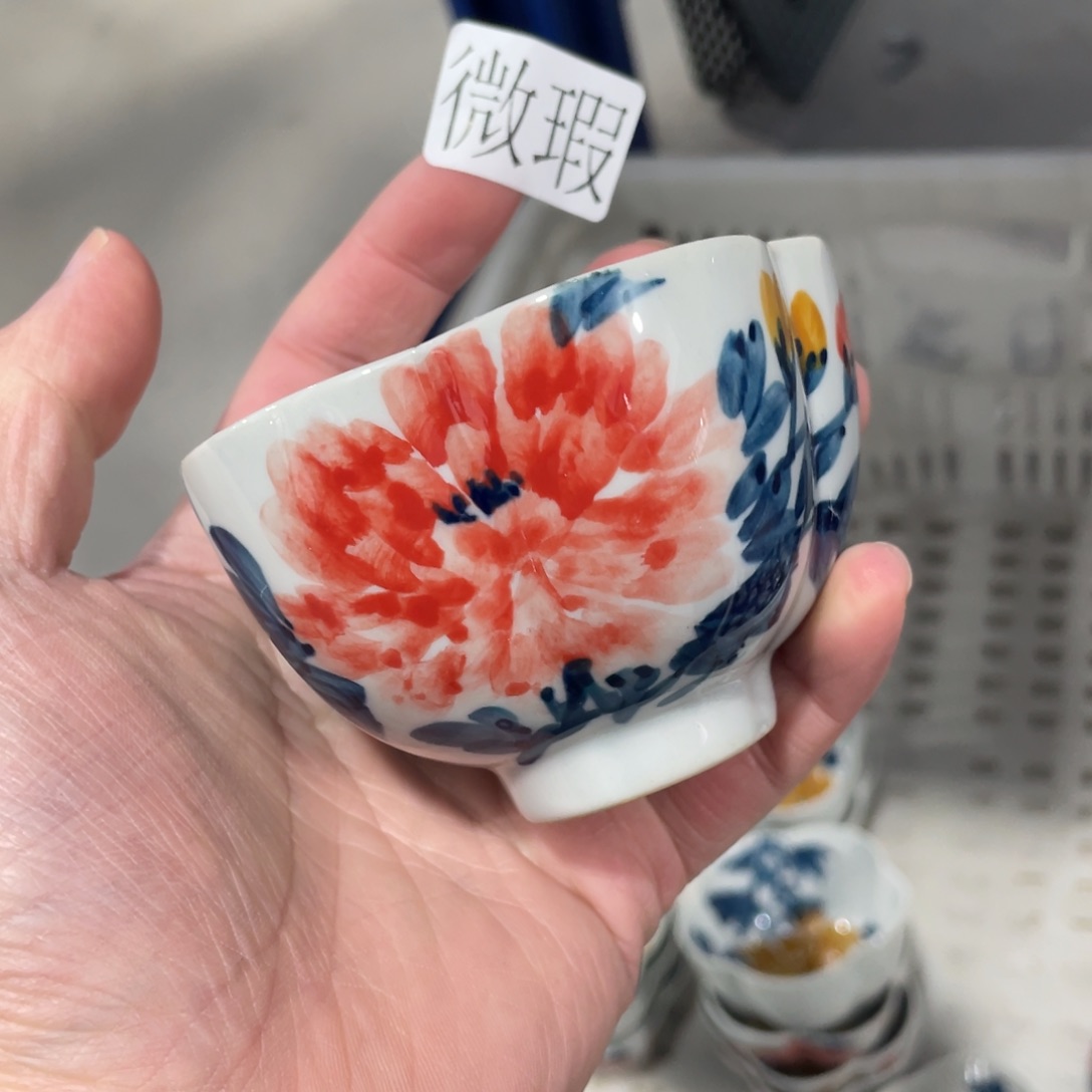 釉下手绘茶具微瑕