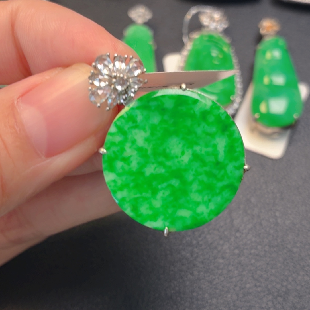 翡翠银S925镶嵌吊坠(不含链)