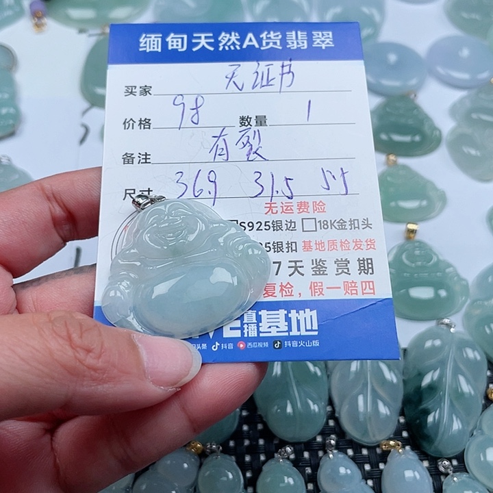 翡翠颈饰银S925镶嵌天然翡翠吊坠