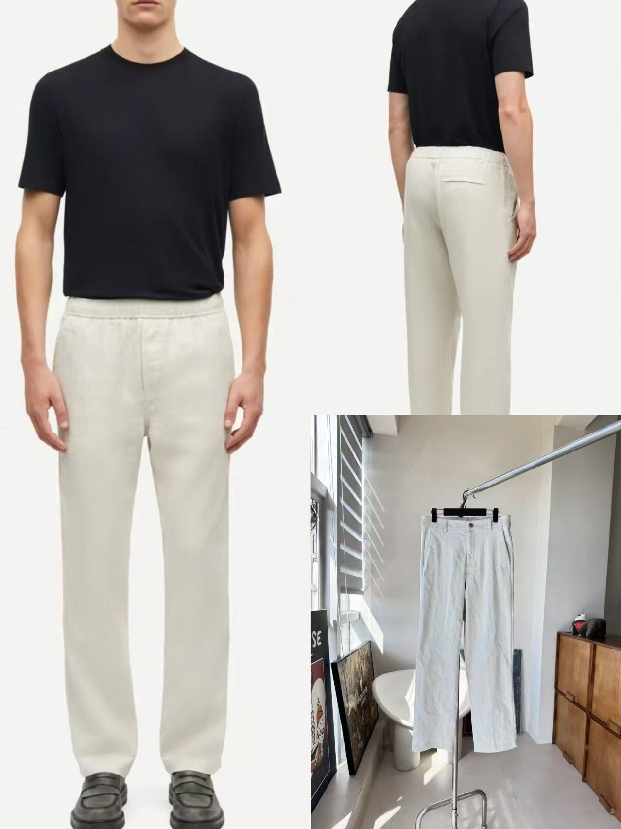 “干净少不了”哥本哈根s@ms@e男士沙白色休闲裤