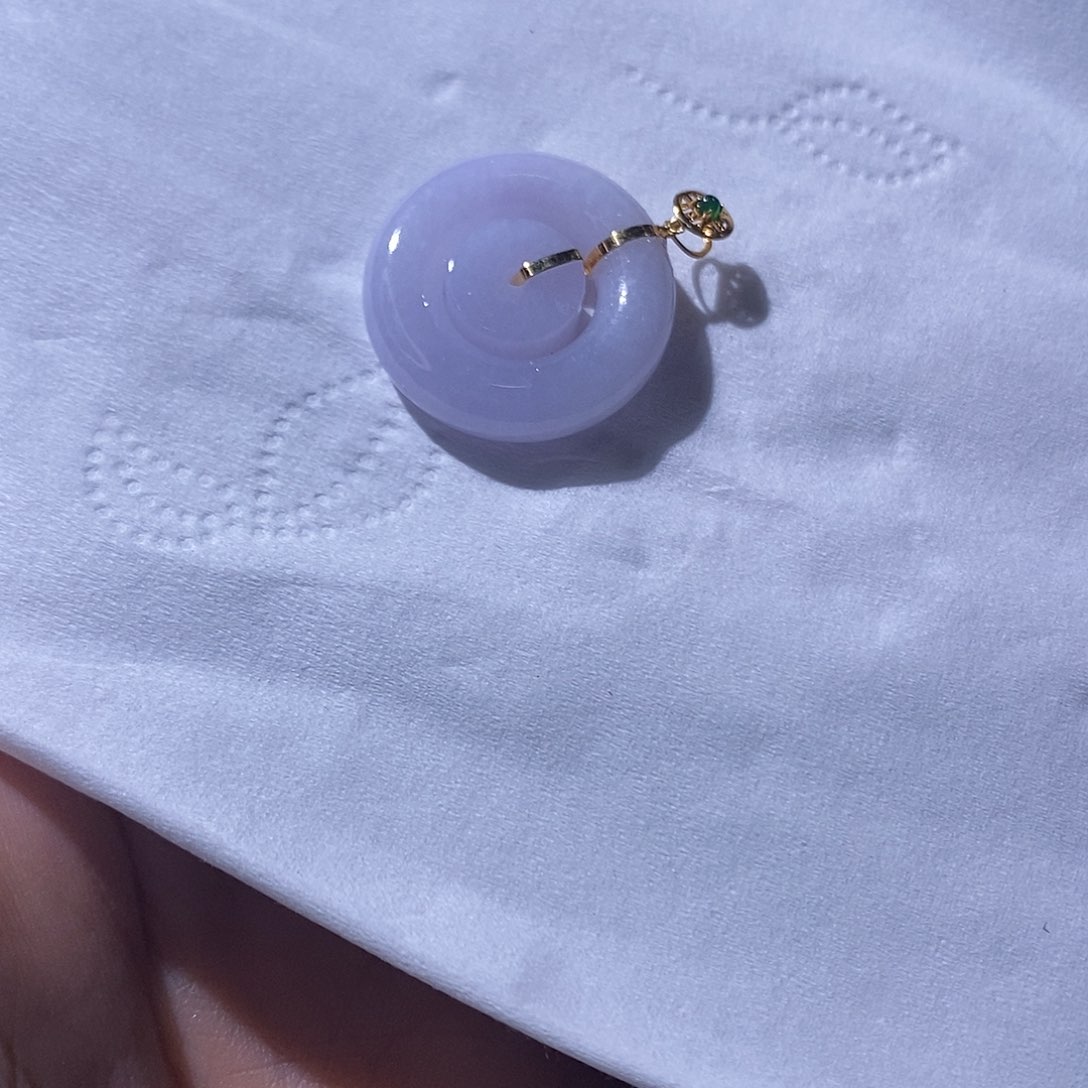 翡翠吊坠(不含链)18K金镶嵌