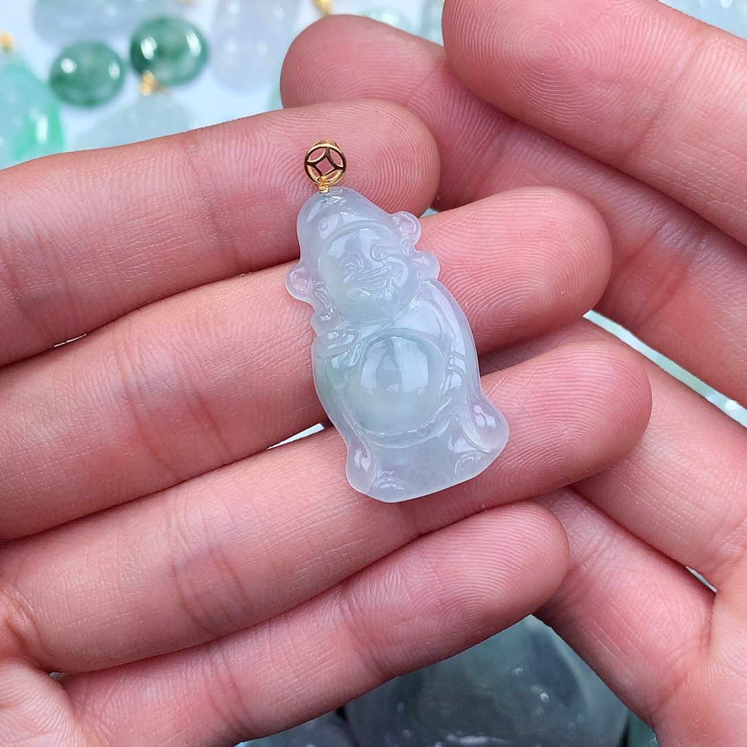 翡翠吊坠(不含链)18K金镶嵌