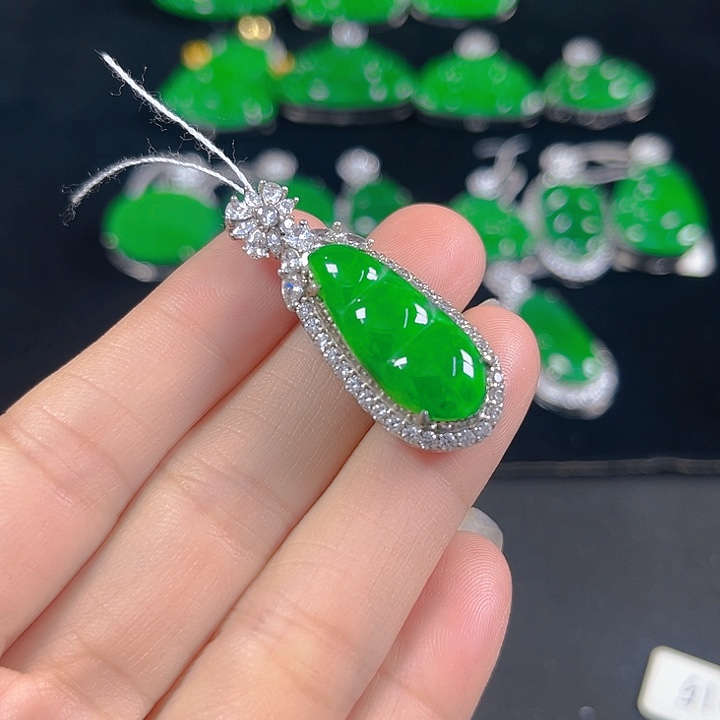 翡翠银S925镶嵌吊坠(不含链)