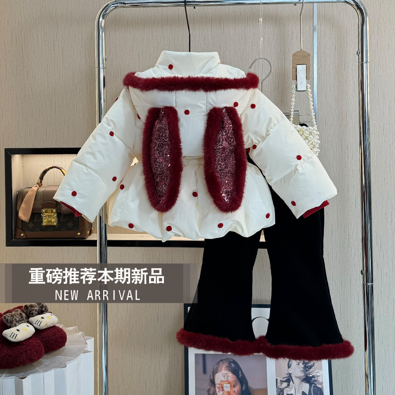 女童冬装2025新款棉服外套小女孩洋气时尚加厚棉衣儿童气质两件套