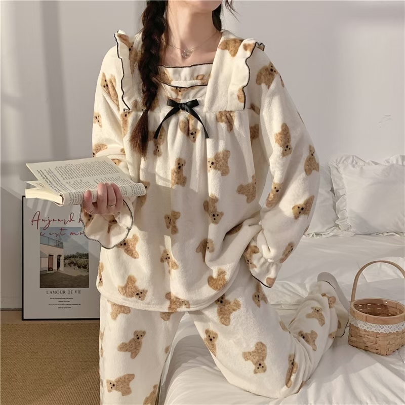 冬季慕斯暖绒牛奶绒可居家可外出穿睡衣200-300