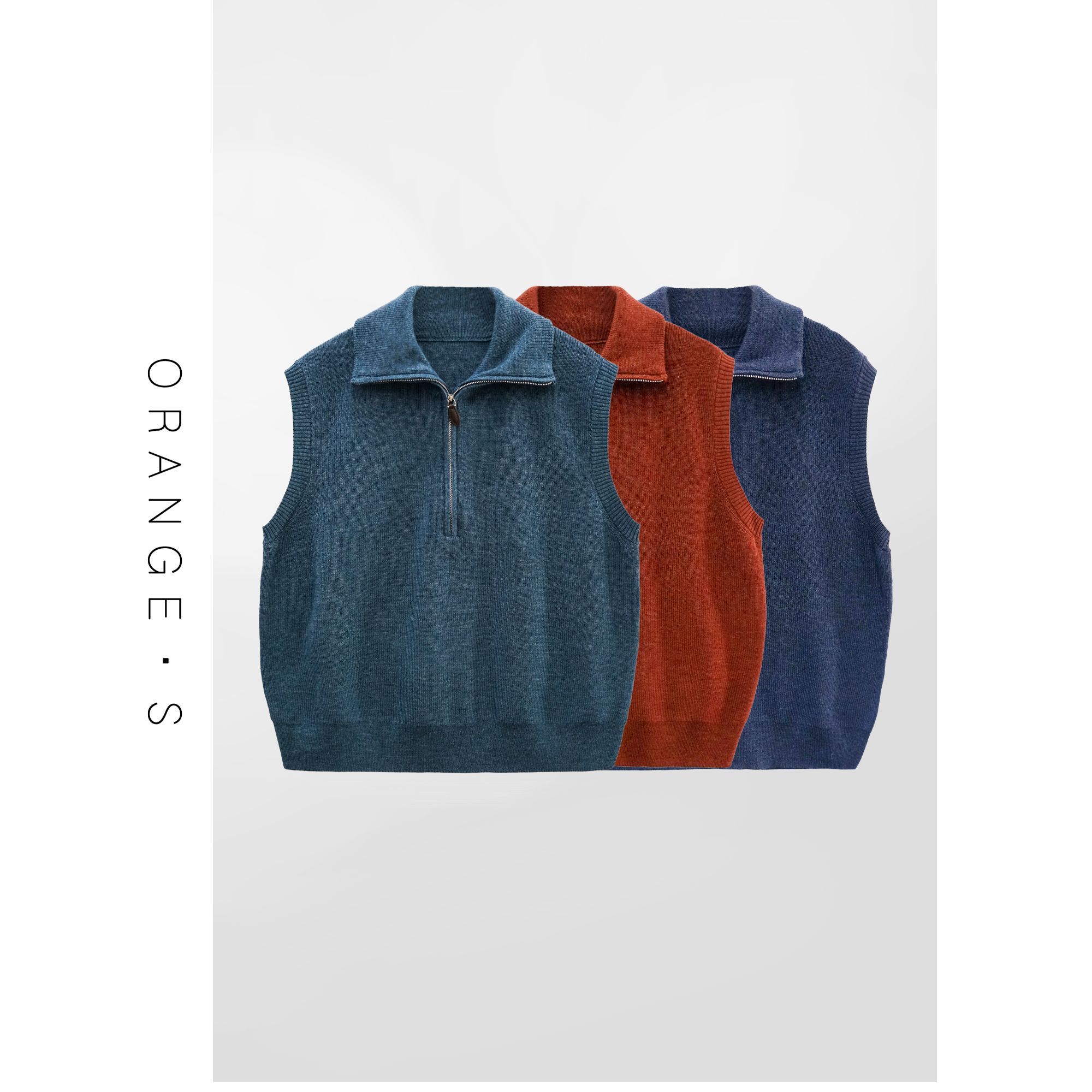 【少年游】定纺德国精纺羊毛！合股编织花型!无袖翻领针织马甲女