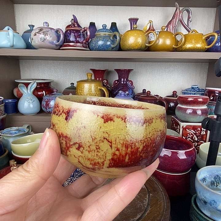 用***3茶盏中国神后钧瓷茶具瑕疵处理