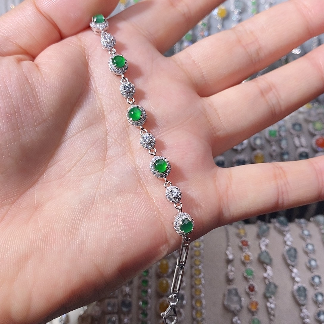 翡翠银S925镶嵌手链