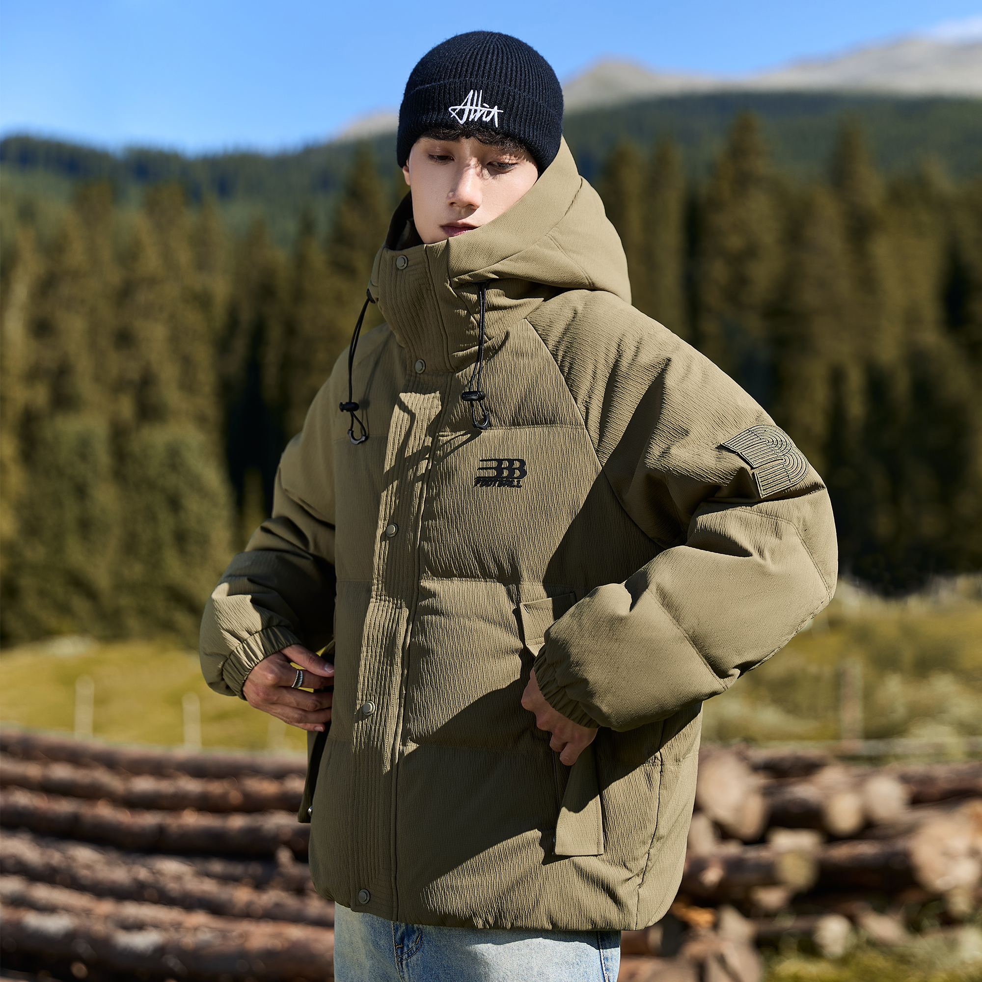 短款连帽羽绒服男冬季潮牌白鸭绒加厚保暖宽松休闲面包服情侣外套
