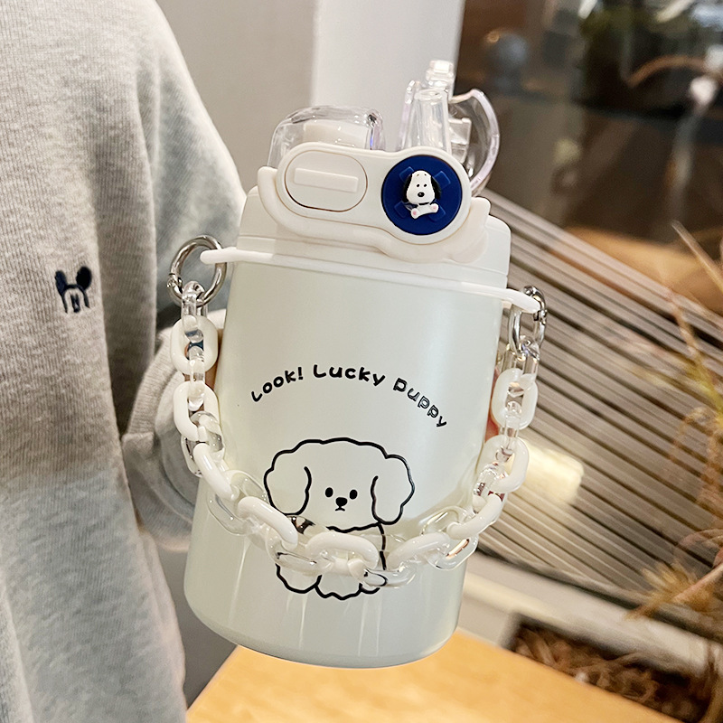 水杯保温杯女生可爱双饮吸管杯高颜值咖啡杯316儿童学生新款杯子