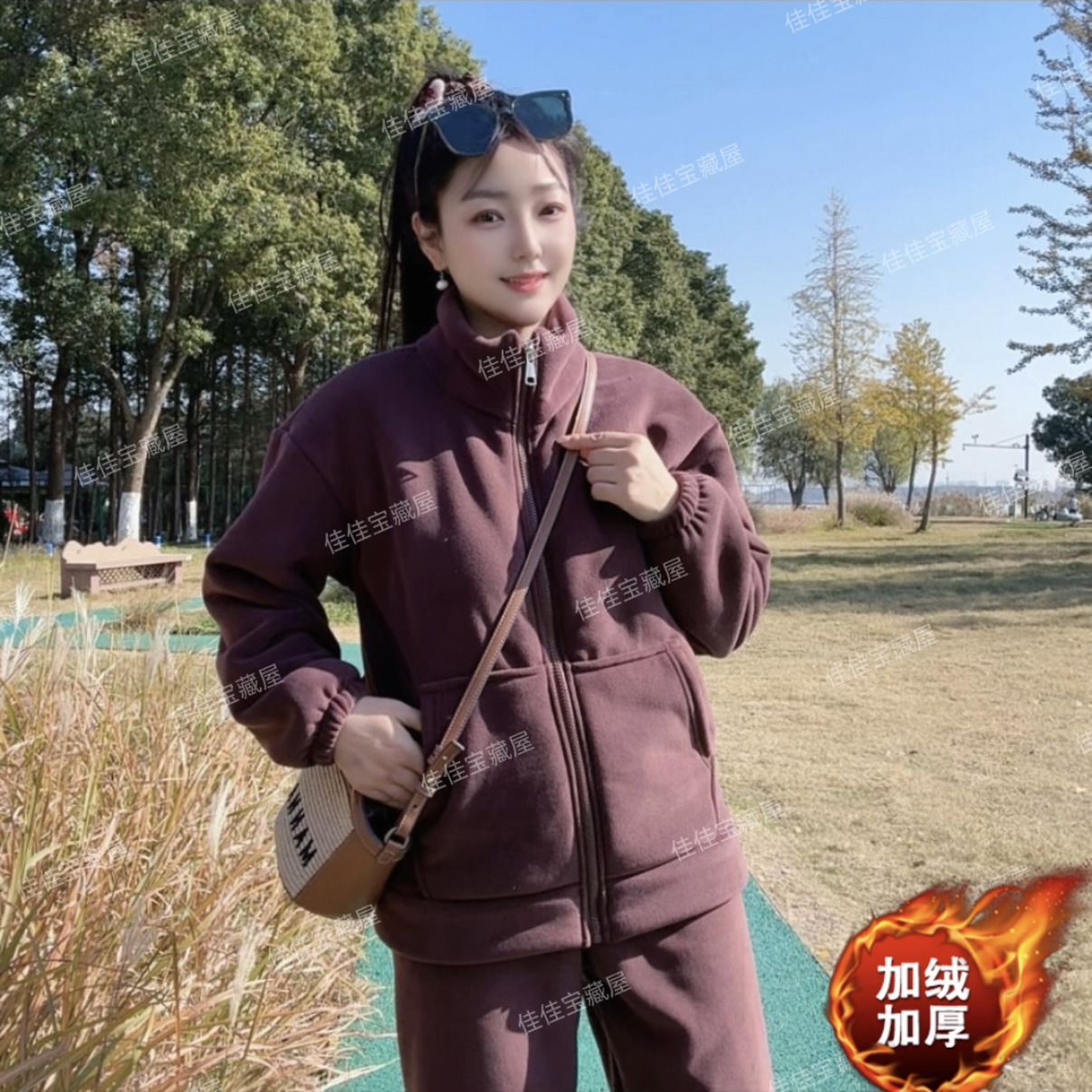 【专柜正品，巨厚巨厚】升级3代海豚绒立领情侣家外两穿家居服套装