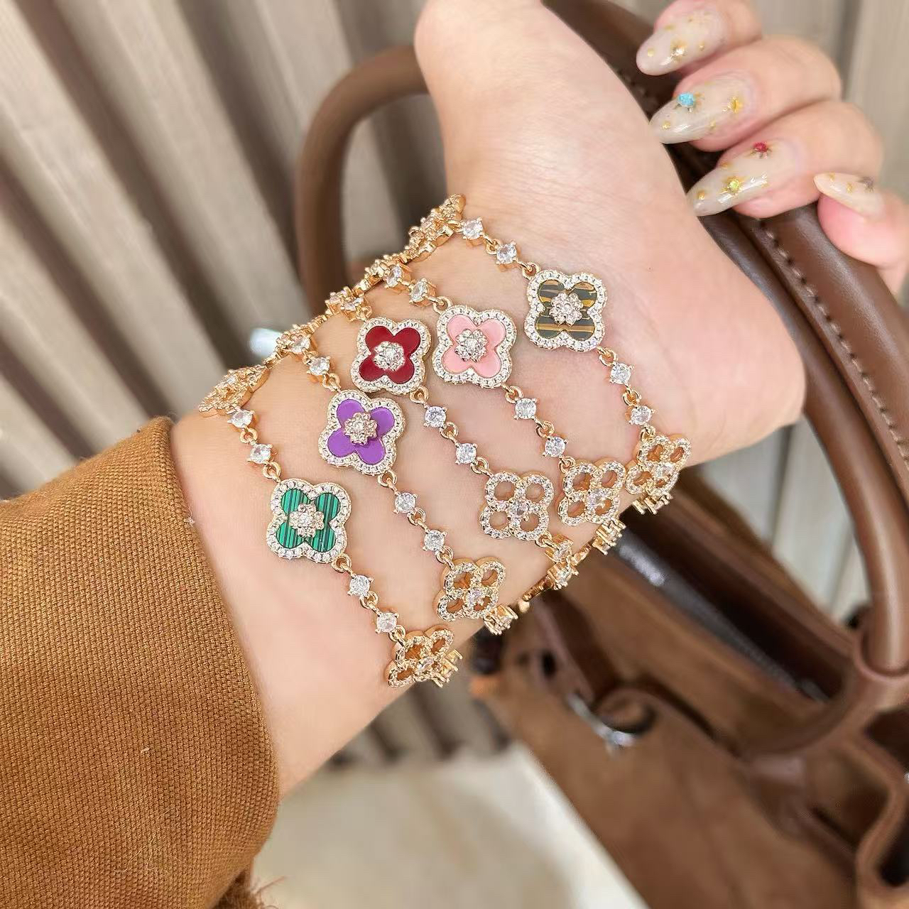 铜合金锆石手链 【铜合金】饰品锆石女 手链满天星手镯