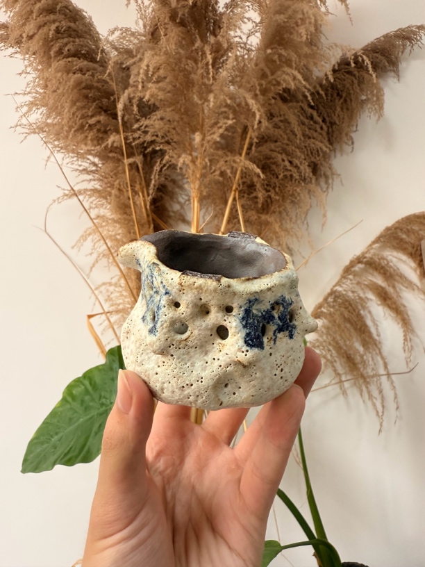 椿几许粗陶粉引双层镂空设计公道杯侘寂风志野烧容量200cc