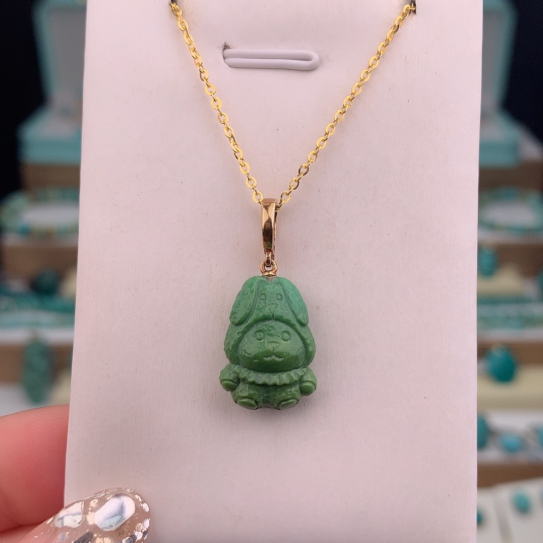 绿松石18K金镶嵌吊坠(不含链)