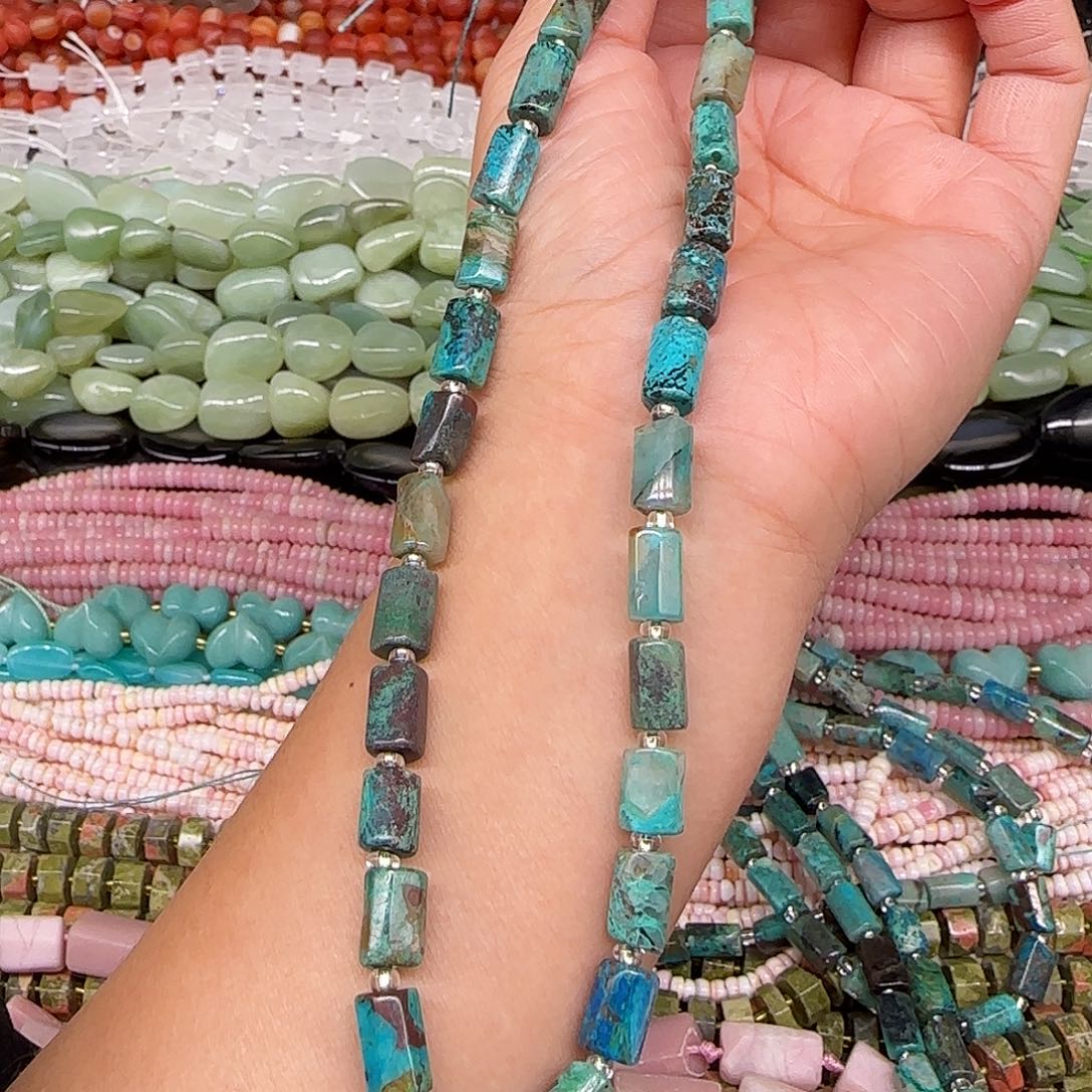 玛瑙/玉髓合金珠宝半成品蓝铜矿6mm一条