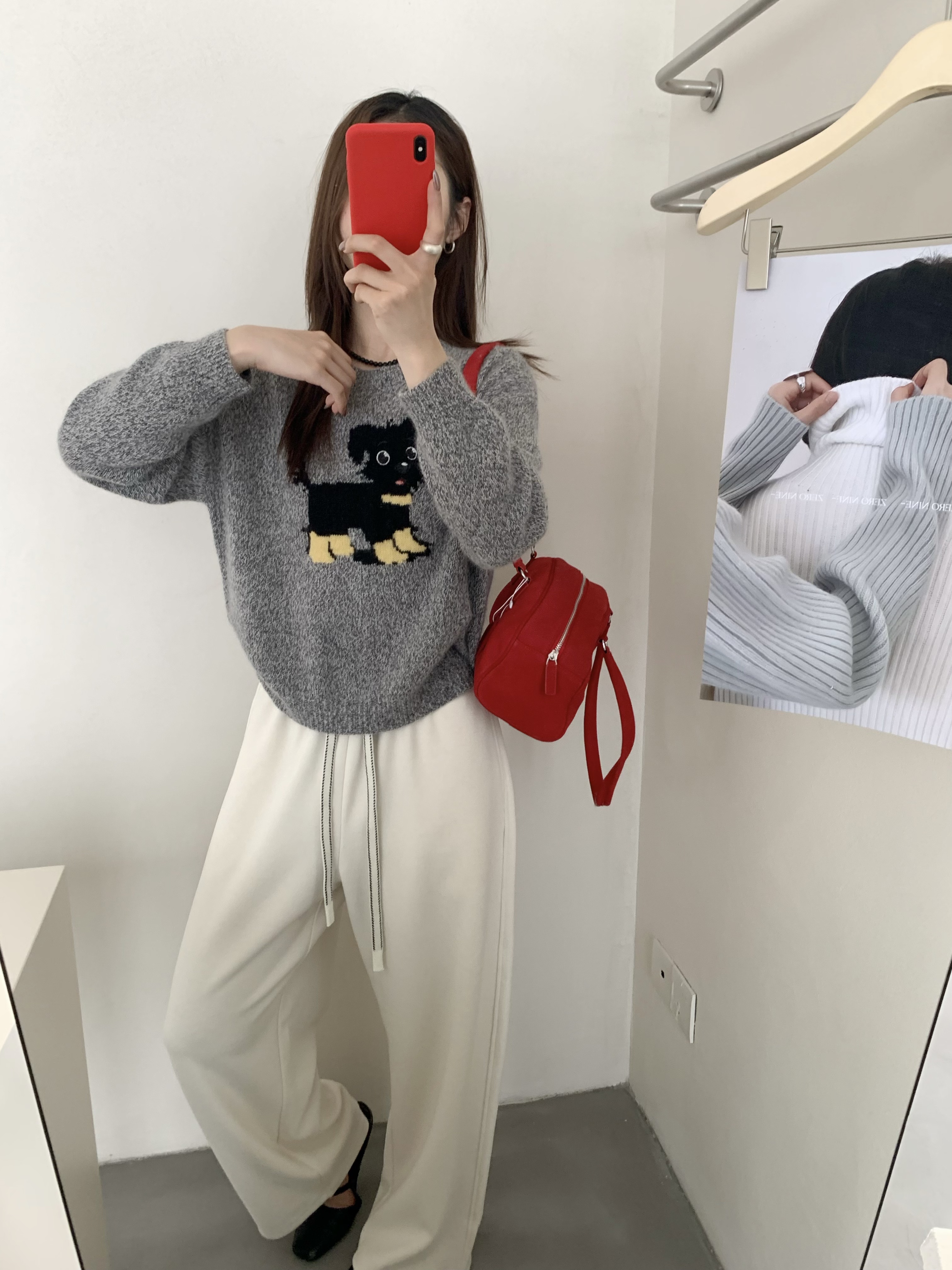 【素简.510192】2025秋冬新款蜜熊绒羊毛混提花小狗女装上新羊毛衫