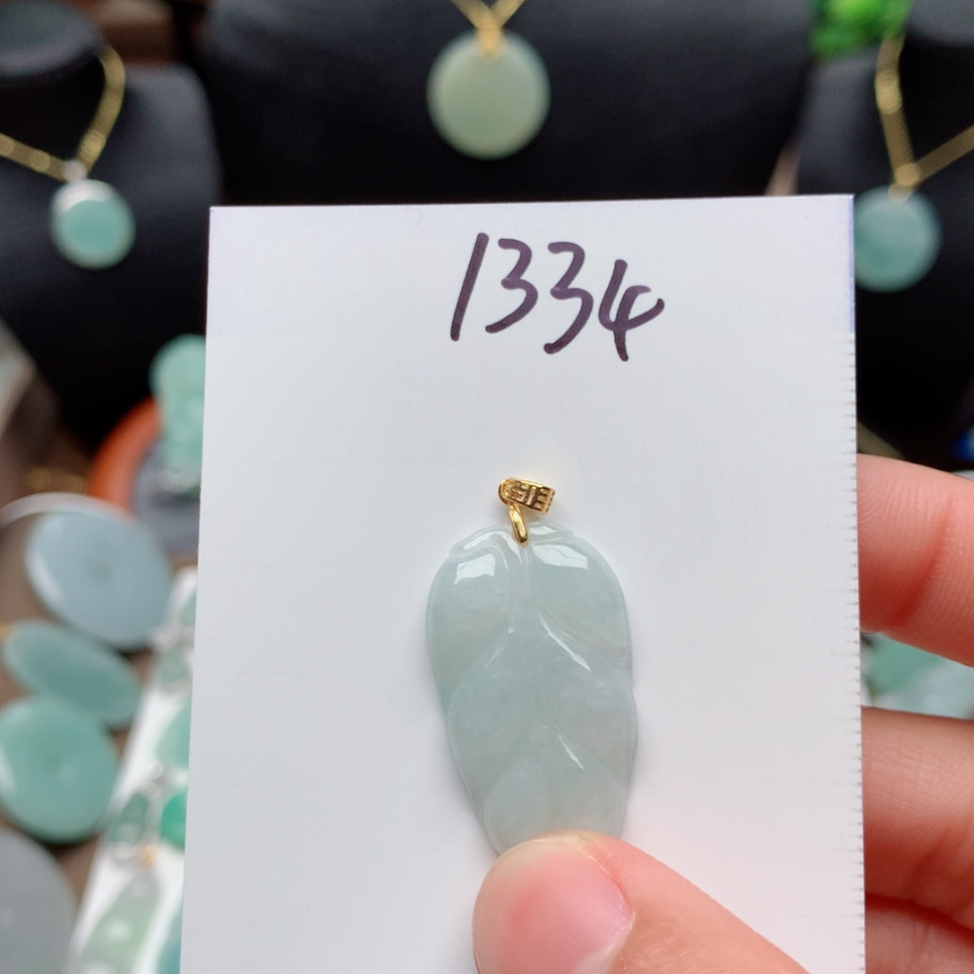 翡翠颈饰银S925镀金镶嵌吊坠