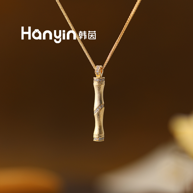 铜合金项链 简约百搭微镶拉丝竹节肖邦链项链时尚高级感