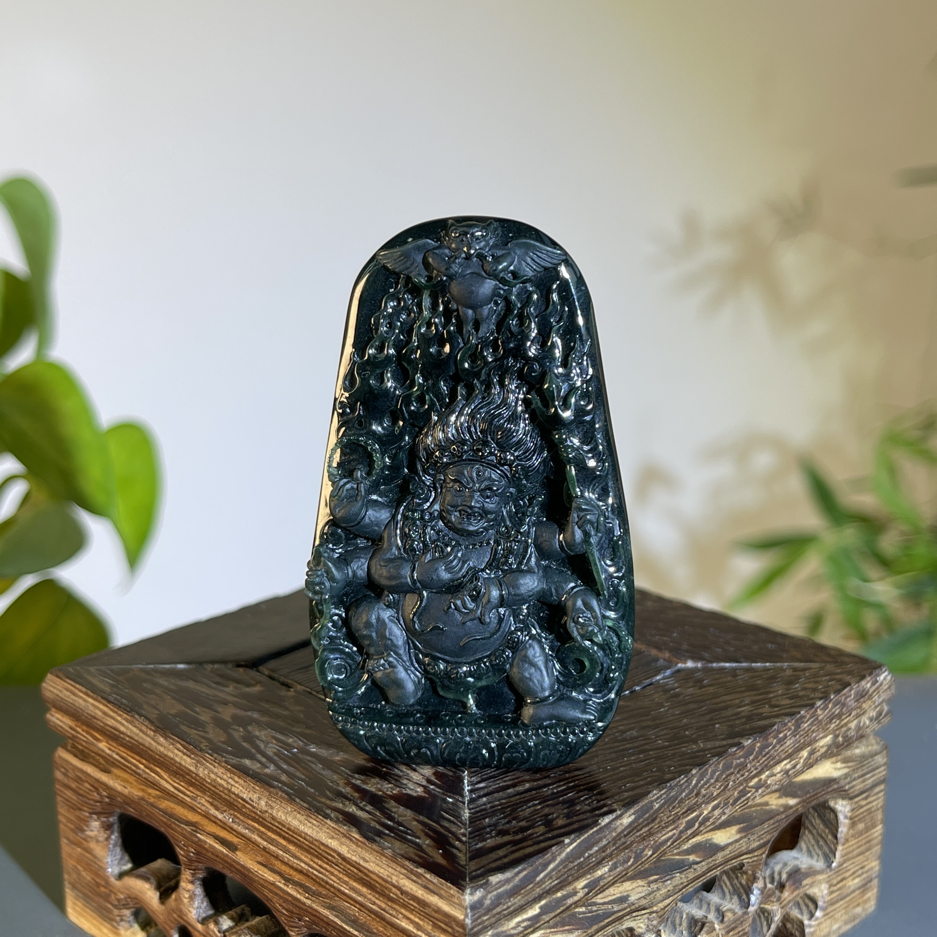 JXW18-165 黑色天然翡翠A货 黑-大黑天