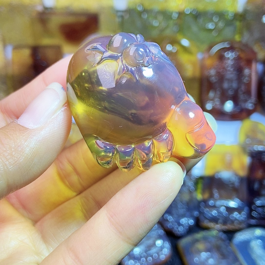 琥珀颈饰未镶嵌知足常乐13号