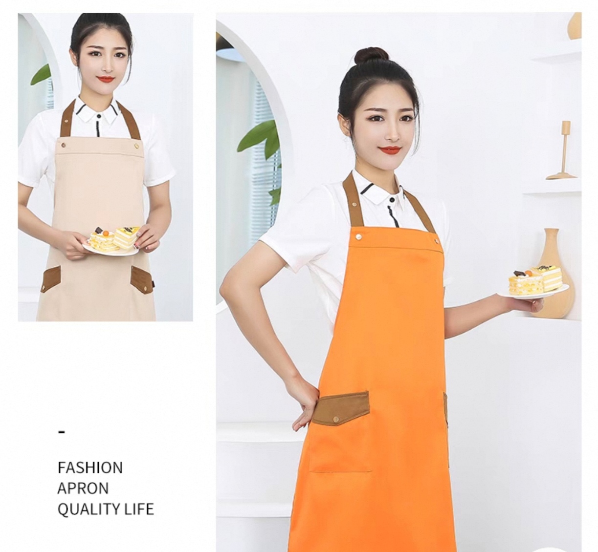 工装围裙商超餐饮服务员工作围裙支持印字精工呢防泼水