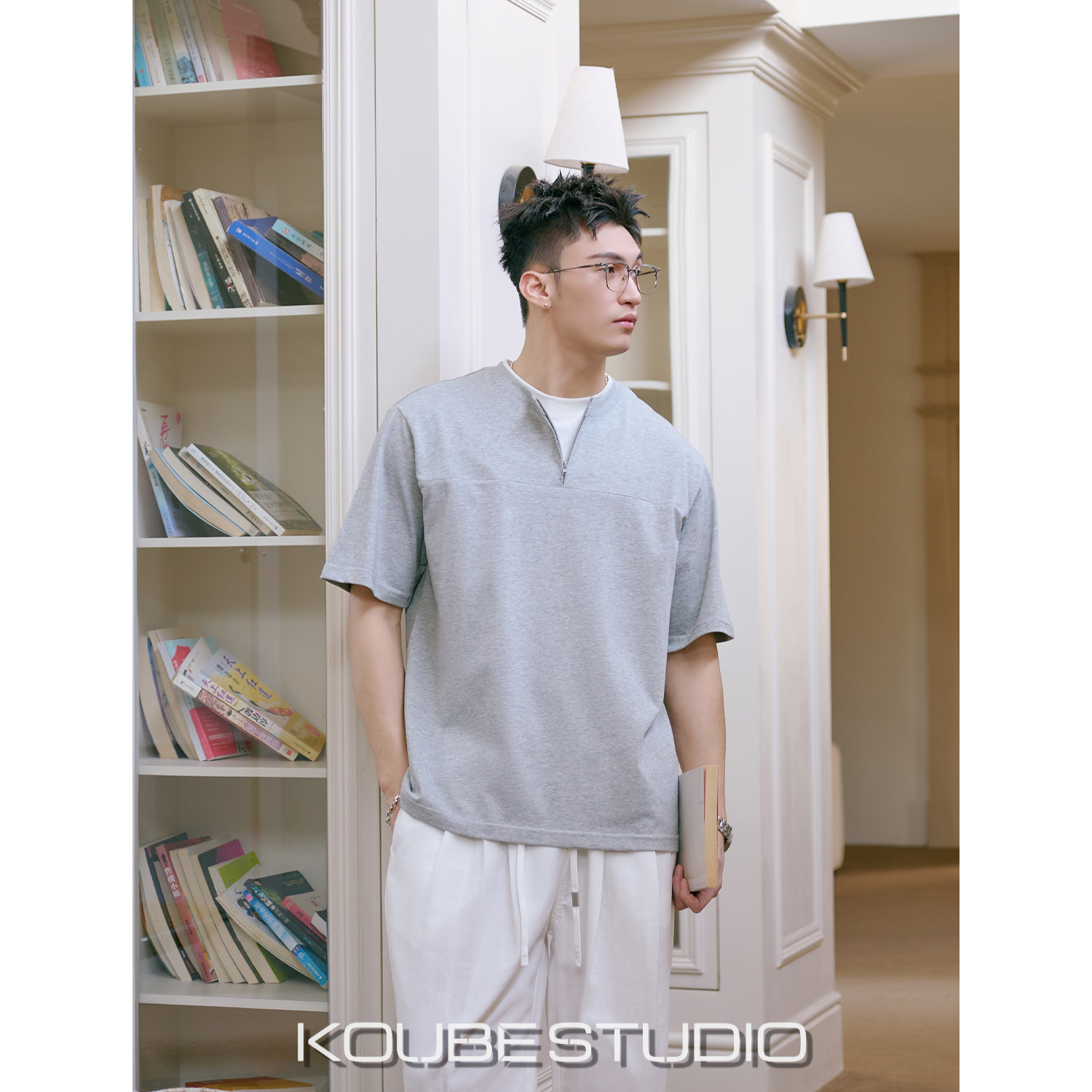 余乐 夏季清爽少年感Polo衫男假两件拉链设计T恤宽松百搭上衣潮