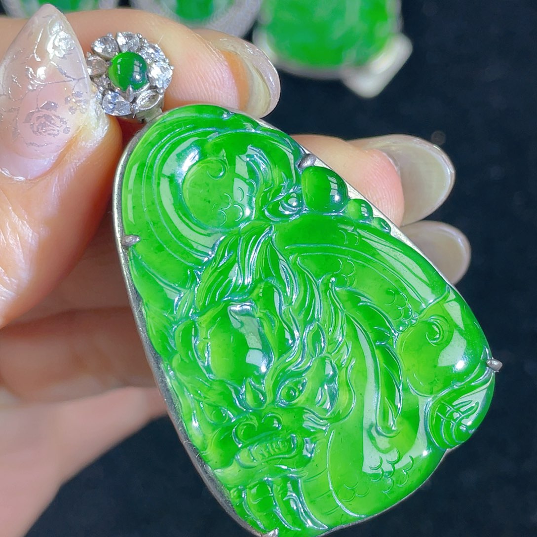 翡翠吊坠(不含链)银S925镶嵌