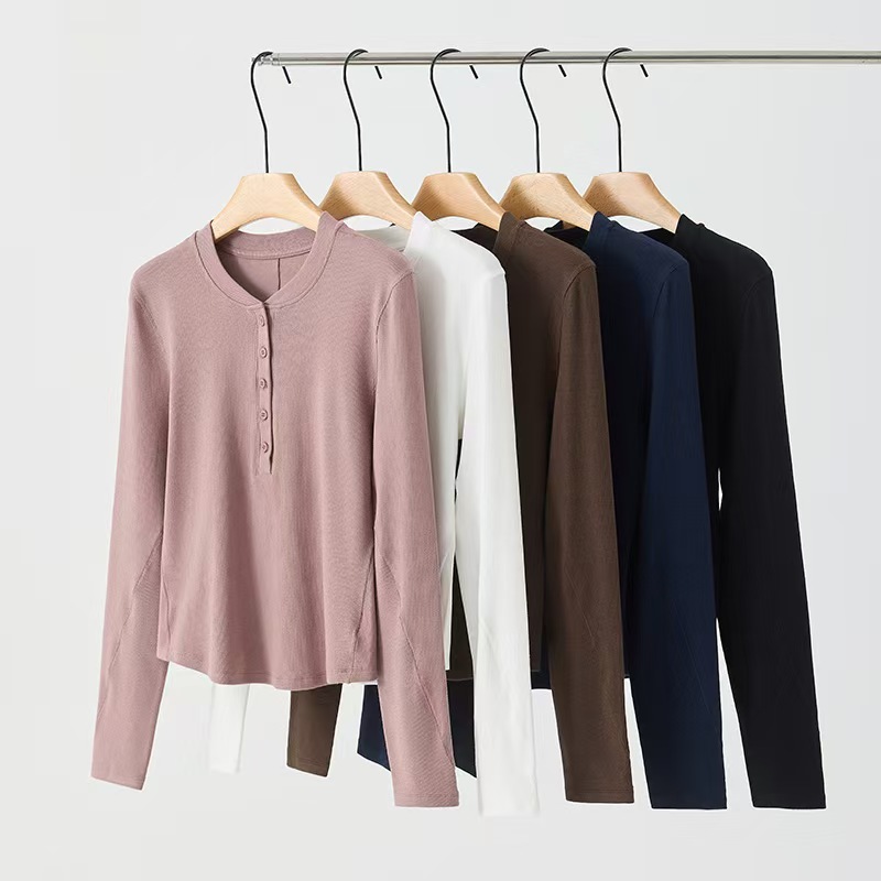 显瘦兰精莫代尔运动健身长袖打底衫透气修身瑜伽服秋冬适用短款