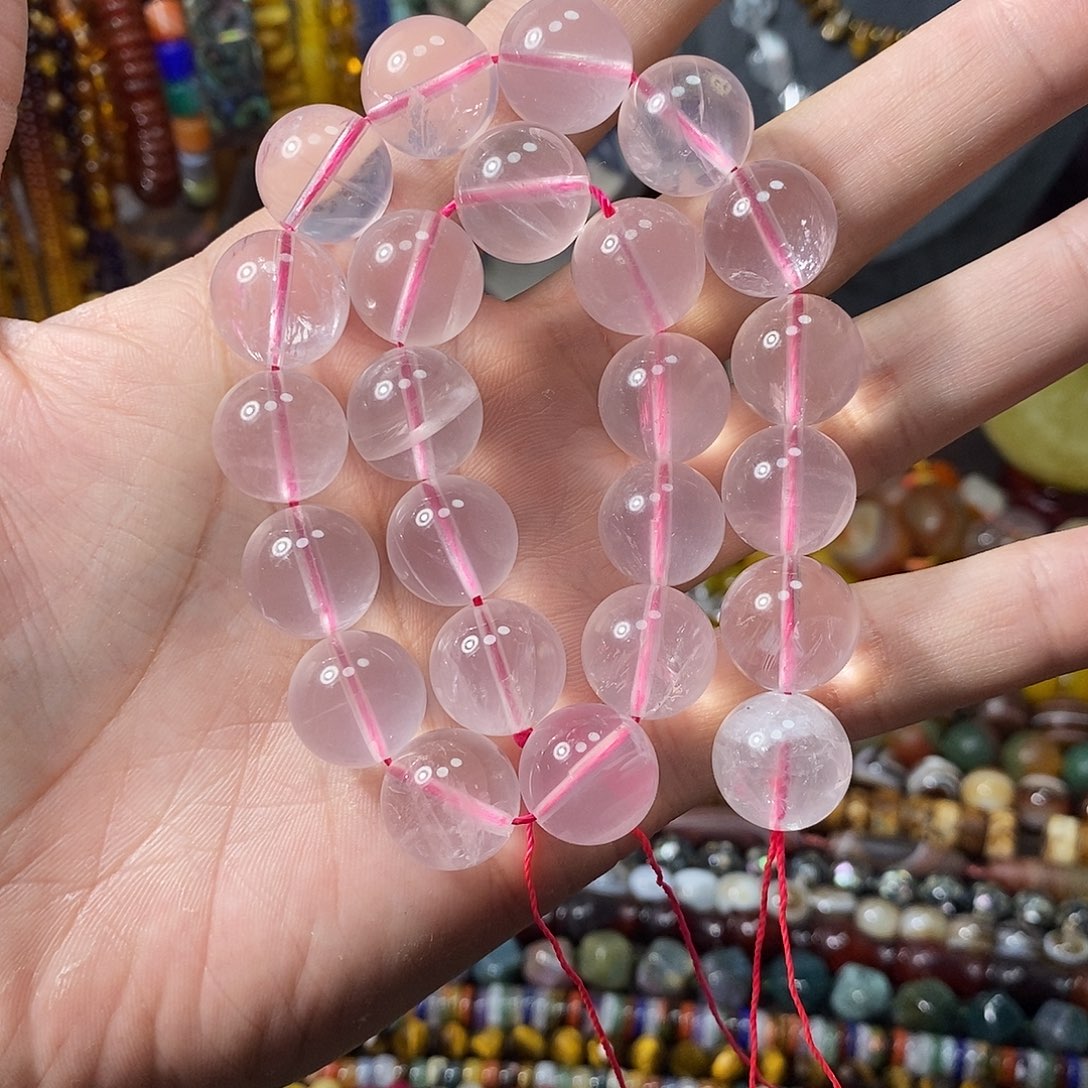 石英质玉未镶嵌，天然高透冰菊粉16mm，