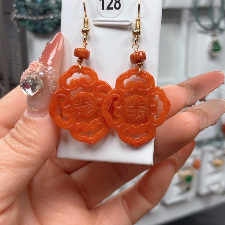 【闪购商品】翡翠耳饰银S925镶嵌优化耳饰