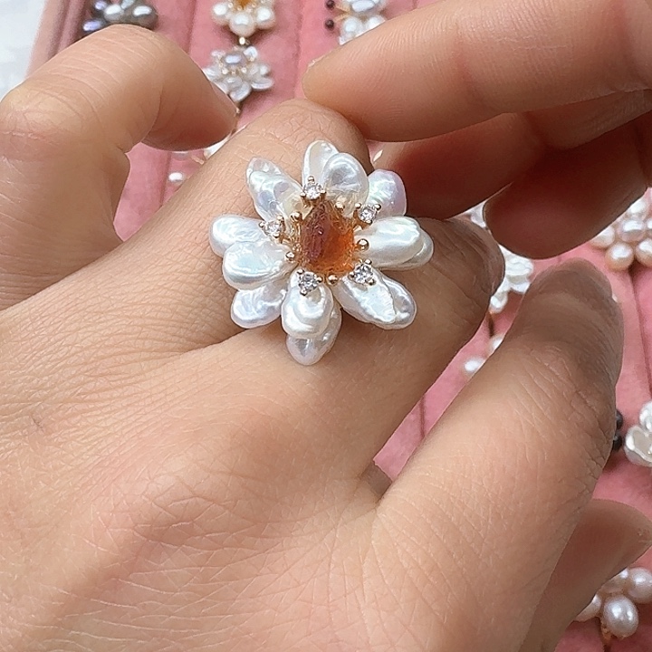 淡水珍珠戒指银S925镶嵌